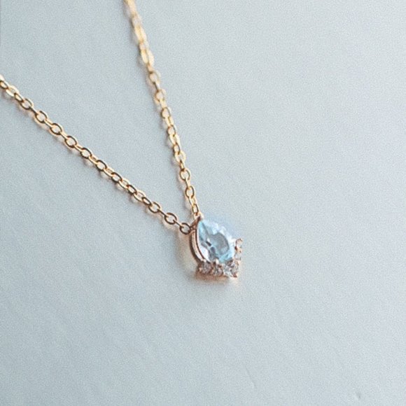 Aquamarine Blue Authentic London Topaz Stone Necklace Natural Gemstone Chain - Picture 4 of 10